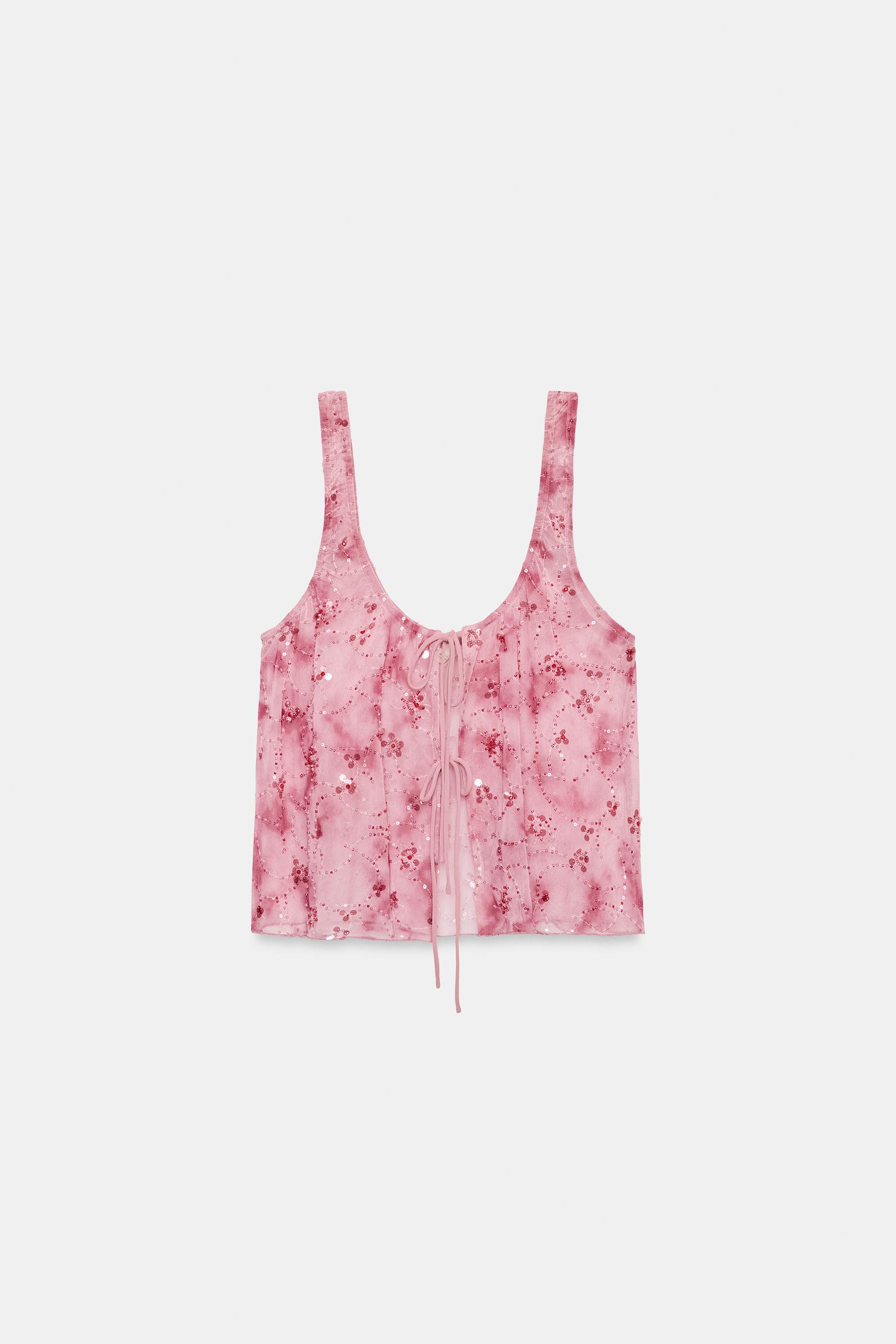 SEQUIN TULLE TOP WITH TIES
